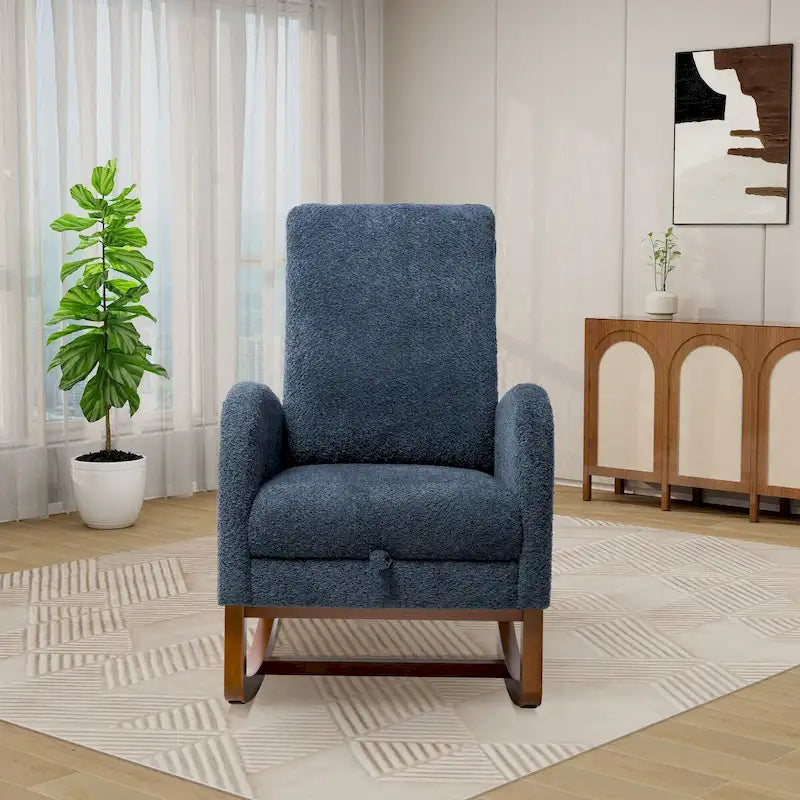 Solid Wood Rocking Chair with Curved Base for Living Room & Nursery