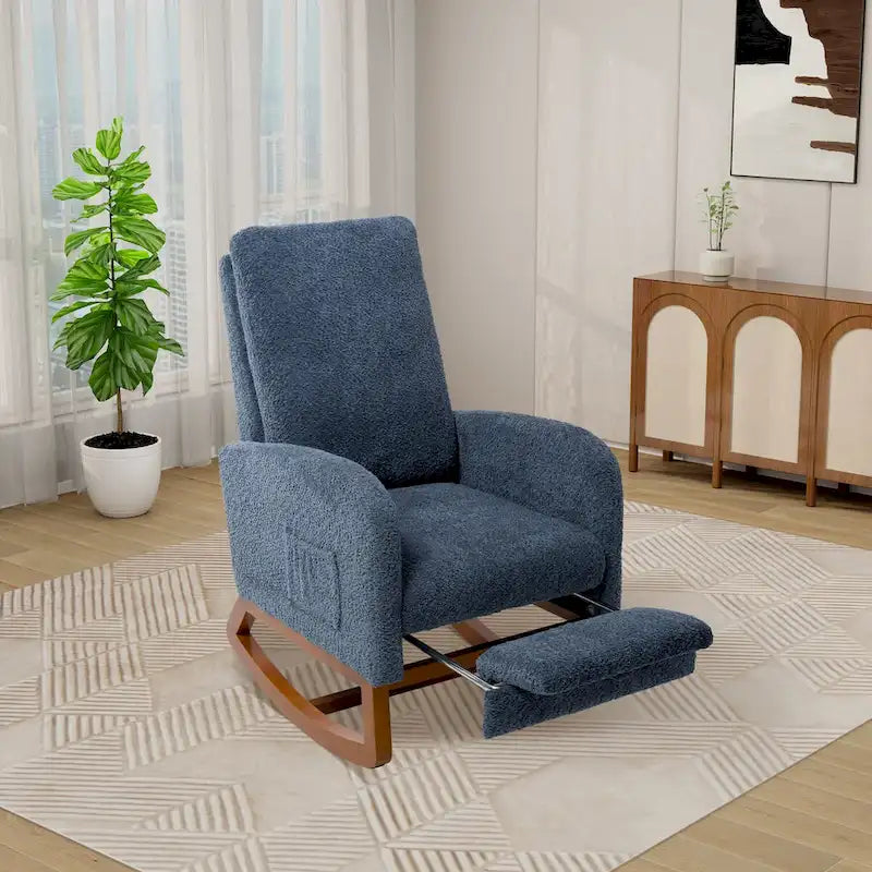 Solid Wood Rocking Chair with Curved Base for Living Room & Nursery