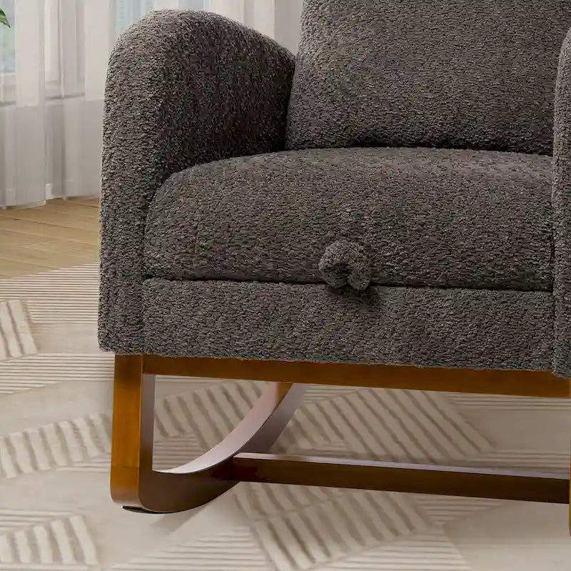 Solid Wood Rocking Chair with Curved Base for Living Room & Nursery