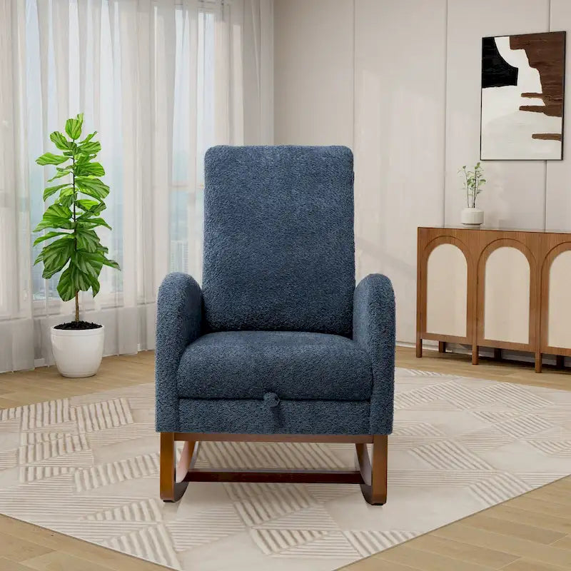 Solid Wood Rocking Chair with Curved Base for Living Room & Nursery