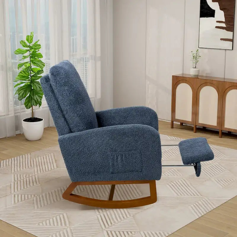 Solid Wood Rocking Chair with Curved Base for Living Room & Nursery