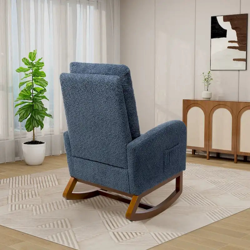 Solid Wood Rocking Chair with Curved Base for Living Room & Nursery