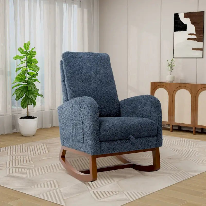 Solid Wood Rocking Chair with Curved Base for Living Room & Nursery