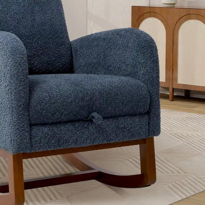 Solid Wood Rocking Chair with Curved Base for Living Room & Nursery