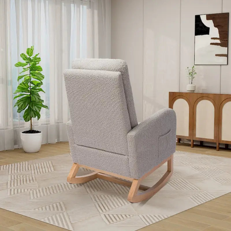 Solid Wood Rocking Chair with Curved Base for Living Room & Nursery