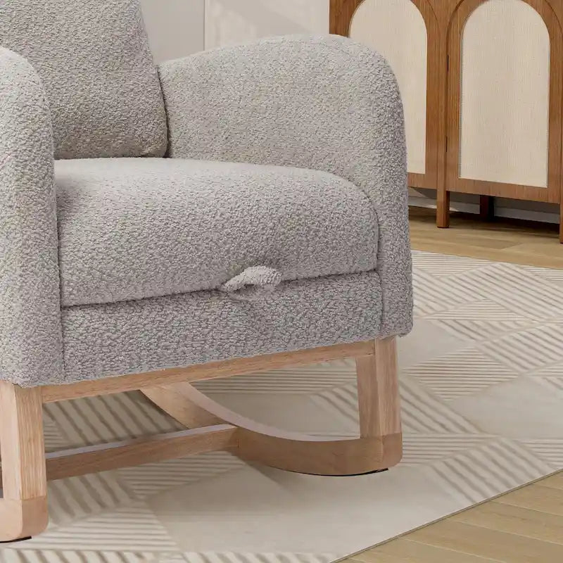 Solid Wood Rocking Chair with Curved Base for Living Room & Nursery