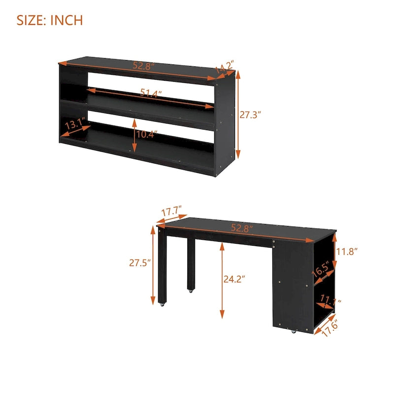 Full Size Solid Wood Loft Bed with Retractable Desk, Storage Stairs, Storage Drawers, and Shelves