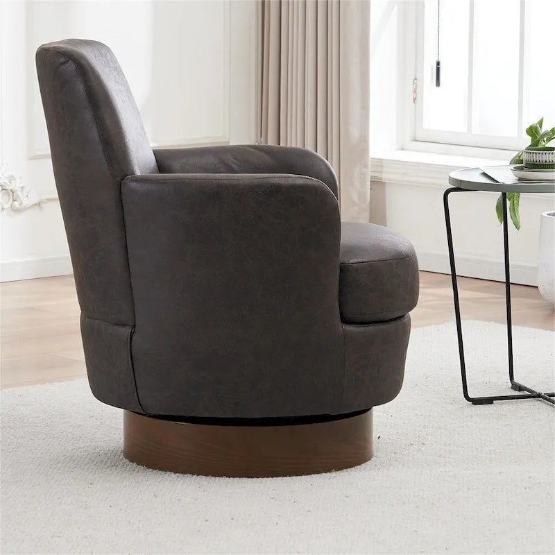 Swivel Round Accent Chairs Armchair with Stainless Steel Base