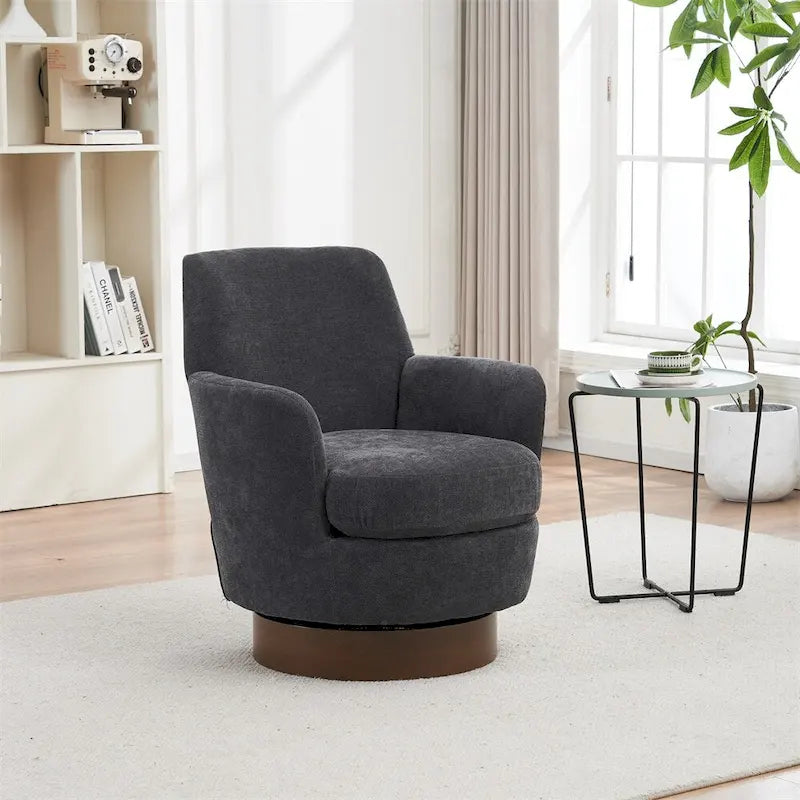 Swivel Round Accent Chairs Armchair with Stainless Steel Base