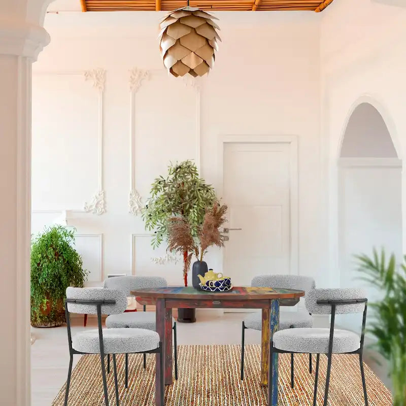 Round Dining Table from Recycled Teak Wood, 48 inch
