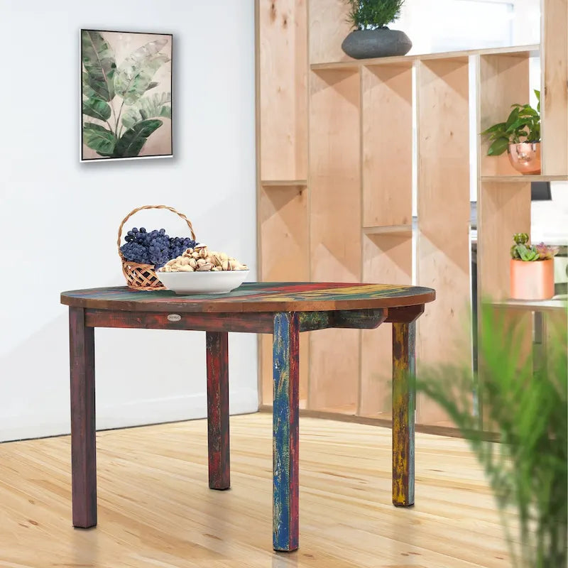 Round Dining Table from Recycled Teak Wood, 48 inch