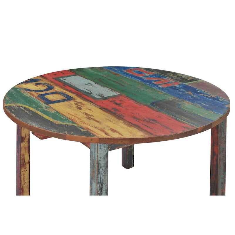 Round Dining Table from Recycled Teak Wood, 48 inch