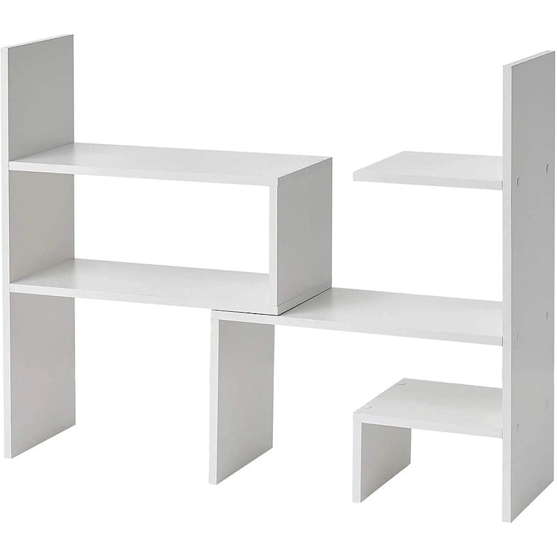 Compact Adjustable Dorm Desk Bookshelf, White