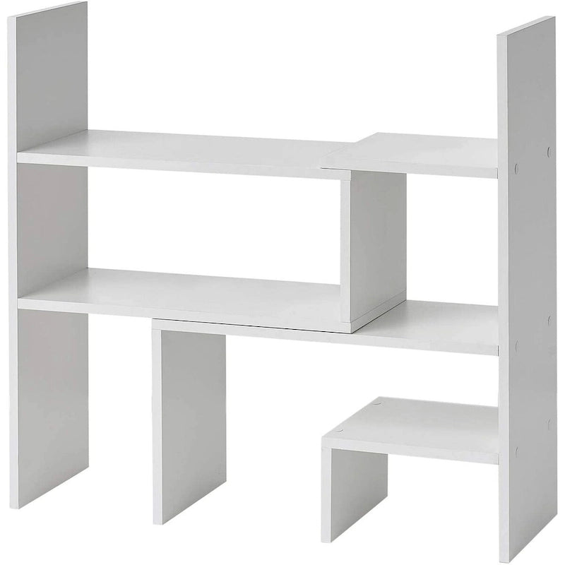 Compact Adjustable Dorm Desk Bookshelf, White