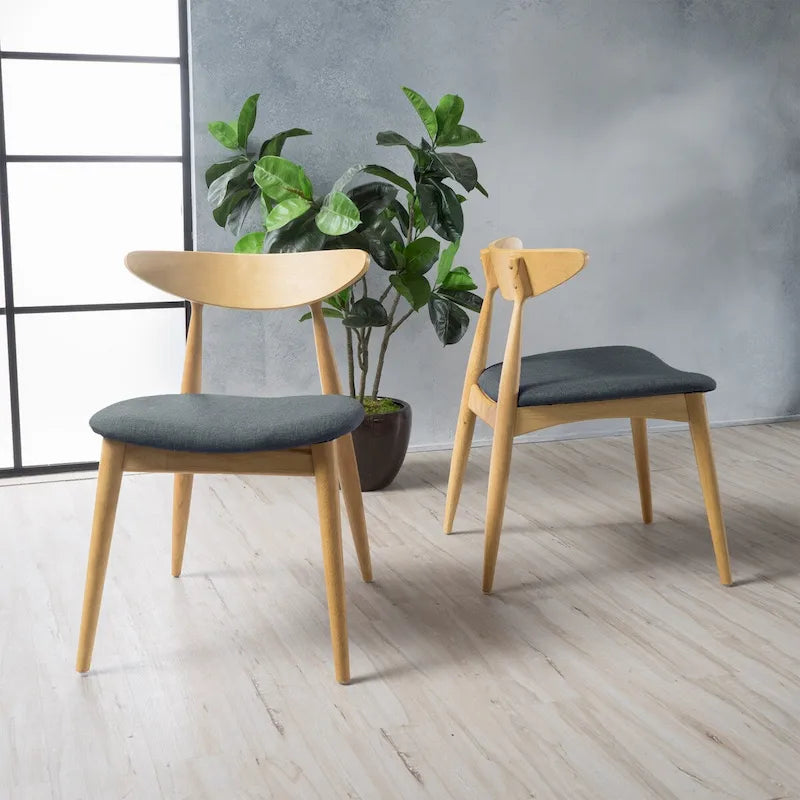 Mid-Century Modern Accent Chair Set of 2 with Wood Legs for Living Room