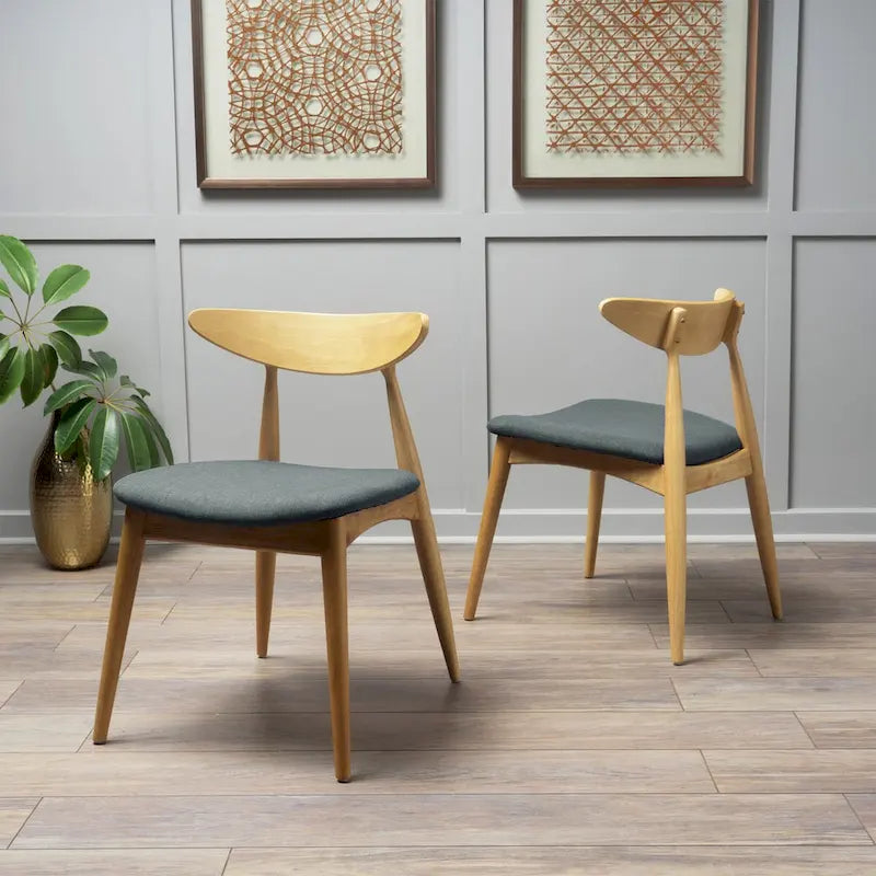 Mid-Century Modern Accent Chair Set of 2 with Wood Legs for Living Room